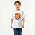 thumbnail image 2 of Boys Graphic T-Shirt Colorful Lion Face Artsy Animal Kids Tees 100% Cotton Tops Ages 4-13Y, 2 of 4