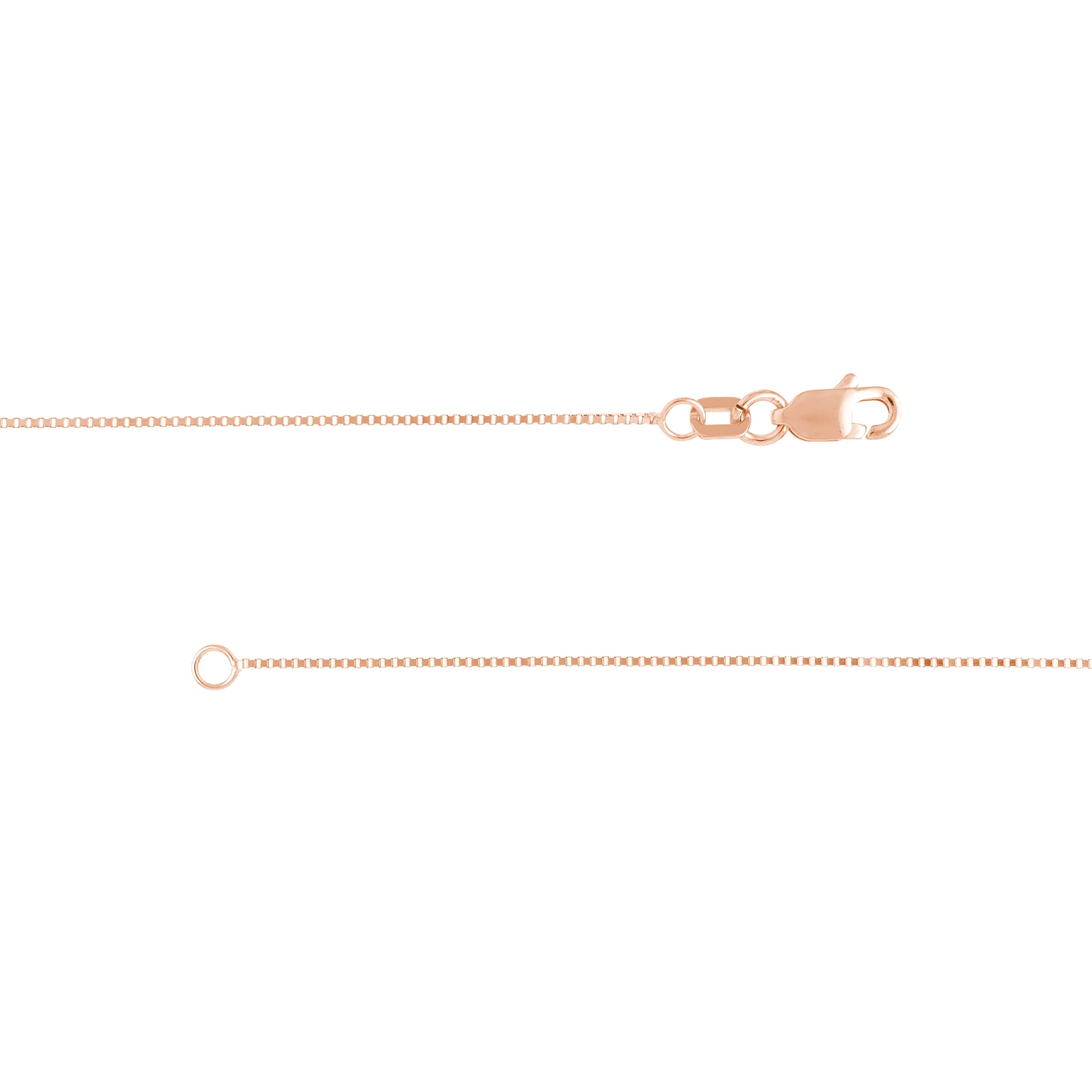 14K Rose Gold Women's 20" 0.66mm Box Chain Necklace with 050 Gauge and Lobster Lock Quality Tag