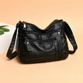 thumbnail image 2 of Ladies Cross Body Bag Soft PU Leather Shoulder Handbag with Long Strap Black, 2 of 5