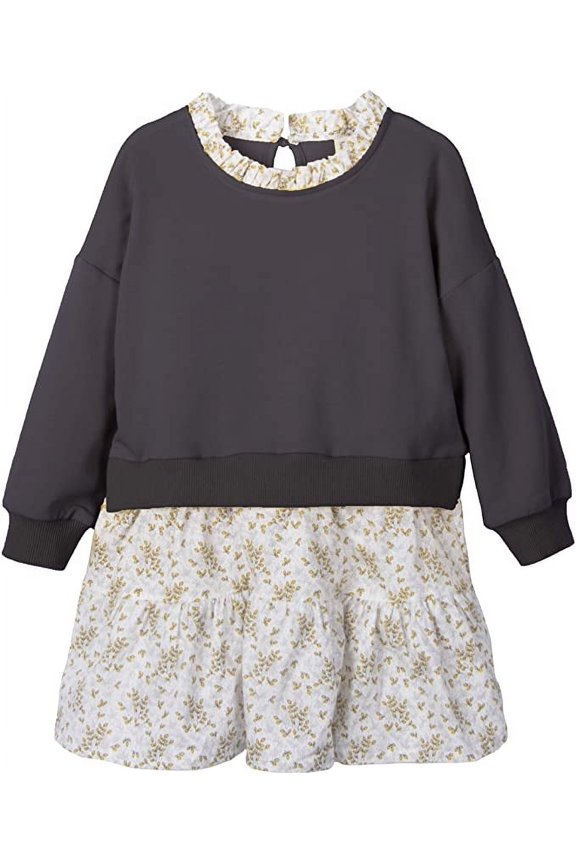 Conti Kids Toddler Girls Cotton Long Sleeve Sweatshirts Dress Charcoal 5-6 Years