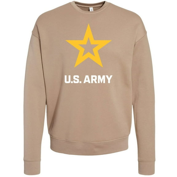Mens US United States Army Logo Fleece Sweatshirt, Large Tan