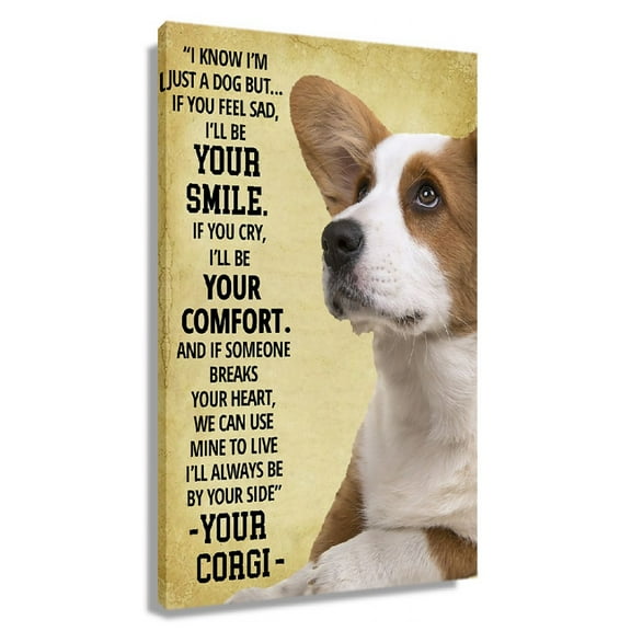 Corgi Dog Wall Art Quotes Posters for Room Giclee Modern Canvas Printing for Bathroom Rectangle Picture Paintings Unframed 12×18 in
