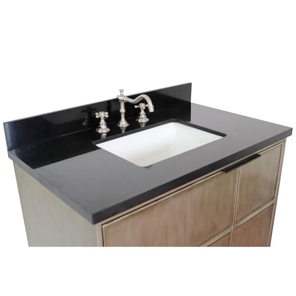 Bellaterra Home 37" Single vanity in Linen Brown finish top with Black galaxy and rectangle sink