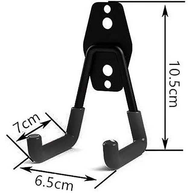Ganchos de utilidad para almacenamiento de garaje Organizador de herramientas de jardín de garaje Ganchos de montaje en pared de acero Ganchos en U peque?os para jardín (2 piezas, negro)