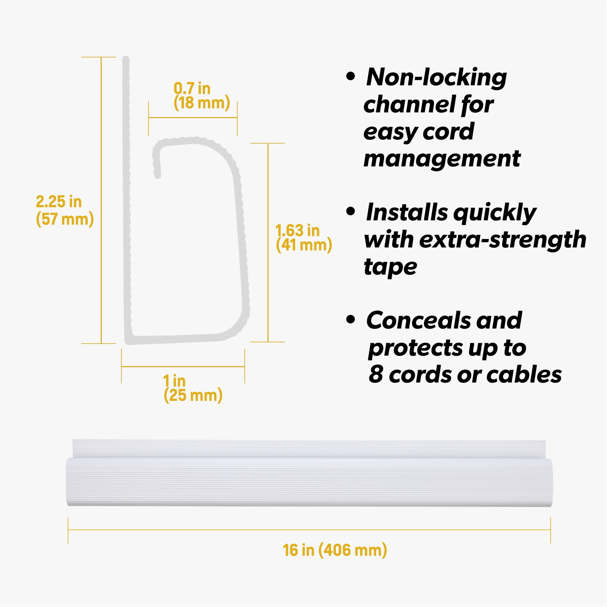 J Channel Cable Management - 5-Pack 16-Inch Raceway Channels - Cord Hider  Kit for Desk, Office, and Kitchen Use by Simple Cord (Black) - Yahoo  Shopping