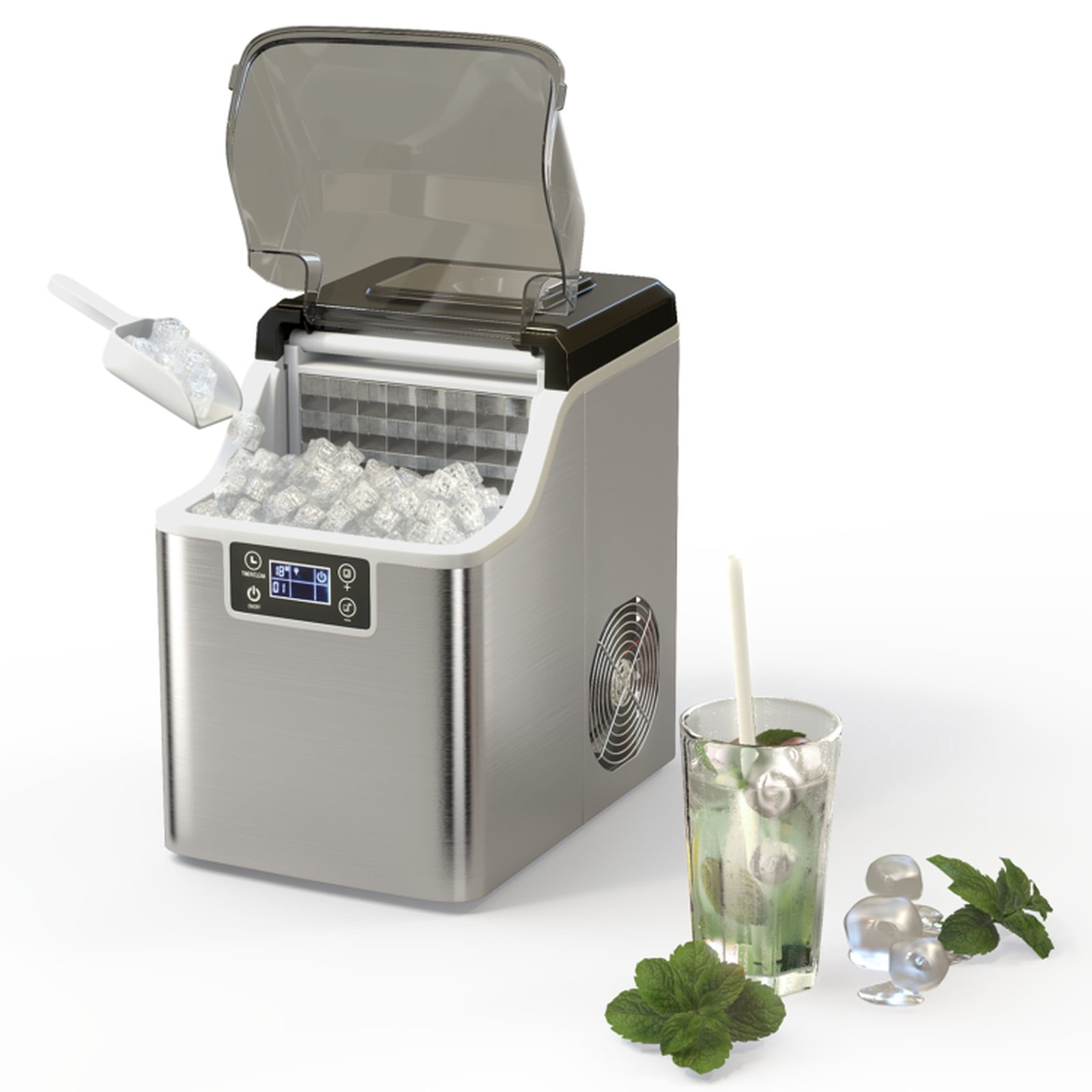 RUIE Countertop Ice Maker,Portable Ice Machine with 40 Lbs/Day Production and Self-Cleaning Function,LCD Display,24H Timer,Ice Maker Machine for Home Kitchen Office