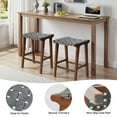 thumbnail image 4 of 24 Inch Height Bar Stools, Faux Leather Woven Strips Counter Stools Backless Weave Bar Stool , Set of 2, Walnut+Grey, 4 of 8