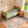 thumbnail image 2 of Moynesa 5'x7' Washable Fantasy Garden Area Rugs for Living Room, Vintage Botanical Unicorn Girls Rugs for Bedroom, Animal Accent Carpet for Nursery Playroom, Pink, 2 of 10