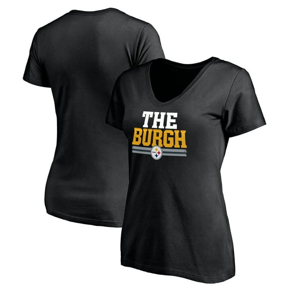 Women's Black Pittsburgh Steelers Hometown Collection The Burgh V-Neck T-Shirt