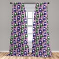 thumbnail image 4 of Ambesonne Tropical Curtains, Paint-Brushed Palm Trees, Pair of 28"x63", Pale Rose and Dark Lavender, 4 of 4