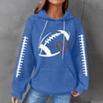 thumbnail image 5 of Women's Football Graphic Hoodie, Long Sleeve Waffle Knit Pullover Sweatshirt with Kangaroo Pocket Casual Sports Style Top, 5 of 5