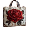 thumbnail image 2 of Quilted Tote Bag for Women Large Beach Shoulder Purse Handbag Floral Print Top Handle Satchel for Travel Work 12.2*15", 2 of 5