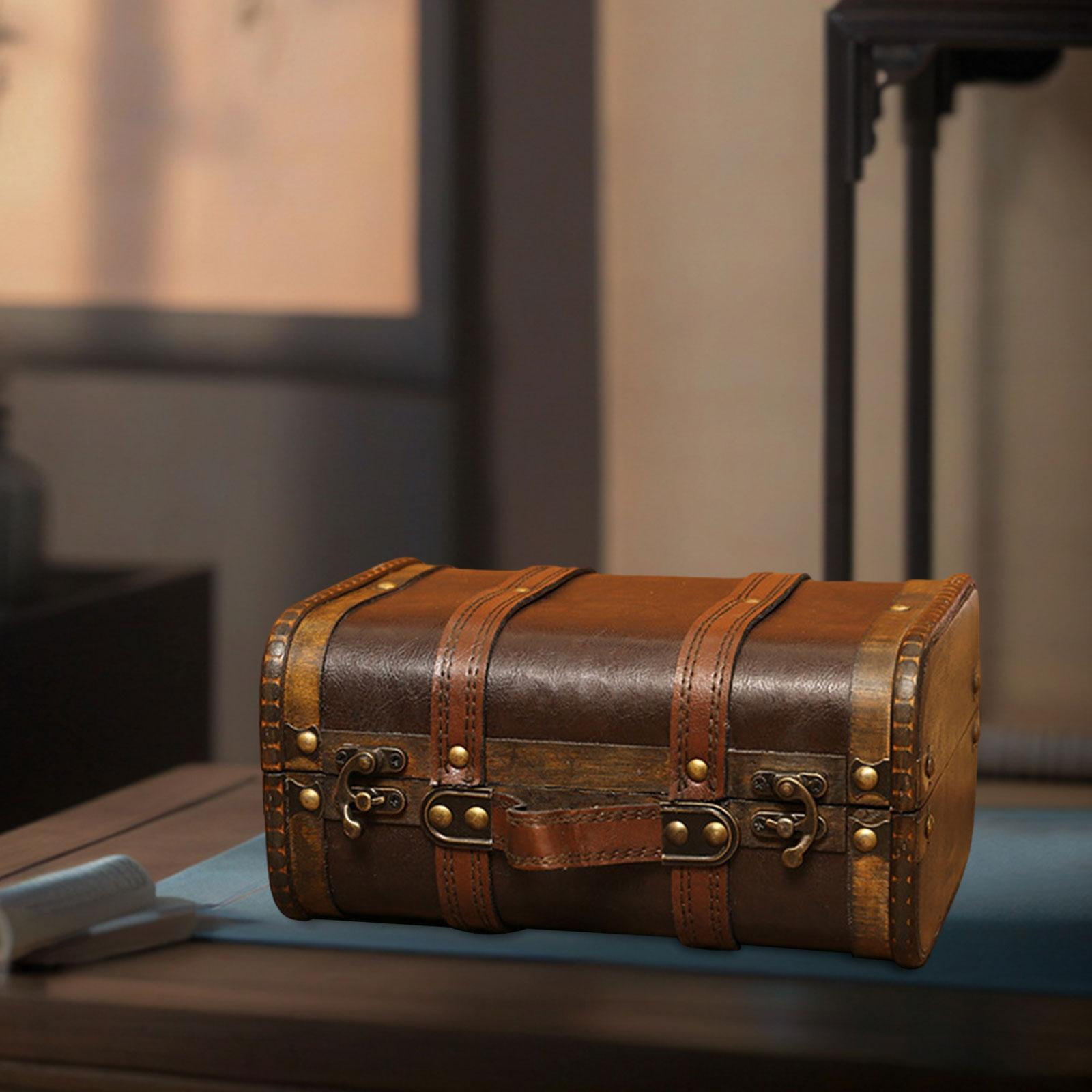 Wooden Trunk Treasure Chest Decorative Retro Style with Lock for Studio Photography Props Clothing Stores