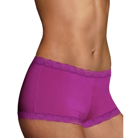 Maidenform Womens Microfiber and Lace Boyshort - Best-Seller, 6, (Best Panties For Big Butt)