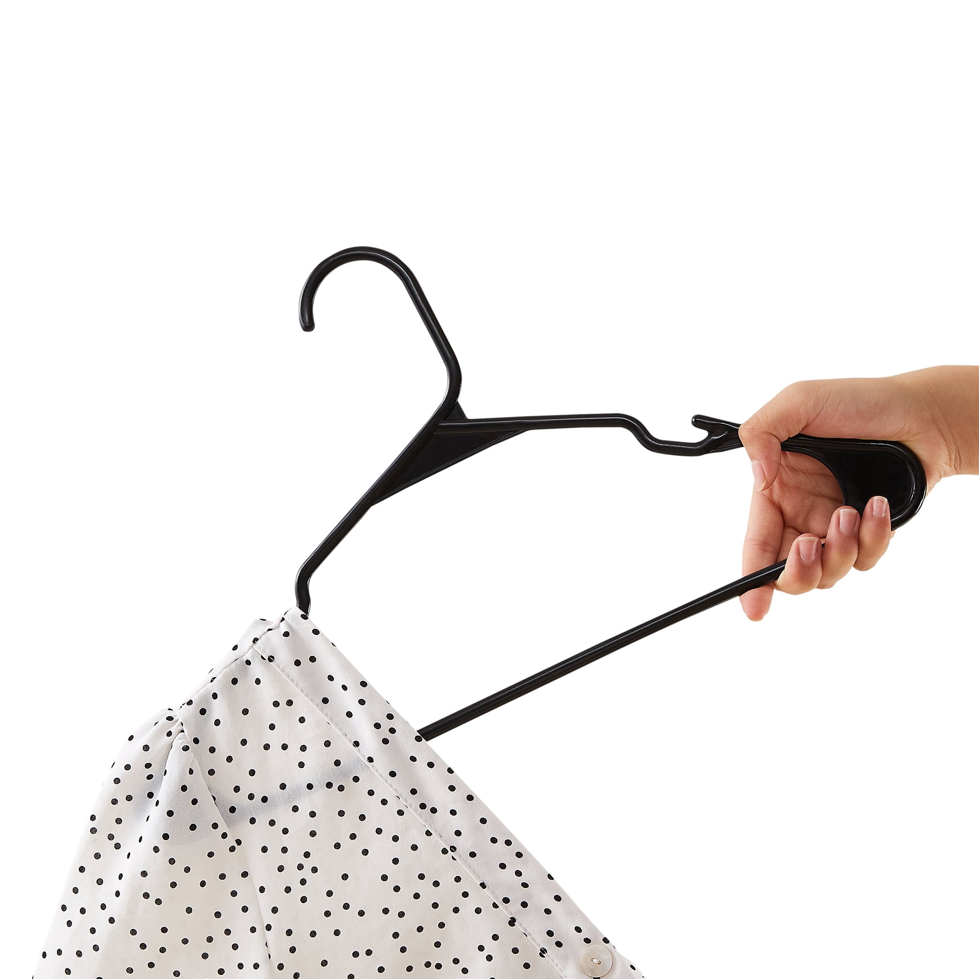 VECELO 25 Pack Plastic Hanger, Space Saving, Sturdy Heavy Duty Clothing Notched Hangers, Black