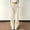 White, variant on Women's Corduroy Wide Leg Long Pants Elastic Drawstring Waist with Pockets Soft Stretchy Loose Fit Casual Full Length Trousers for Fall Winter White