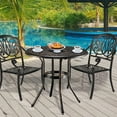 thumbnail image 5 of 32" Outdoor Dining Table, Round Dining Table with Umbrella Hole, Garden Table for Poolside, Lawn, Camping, Outdoor, Bronze, 32" Dia x 29 H, 5 of 5