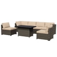 thumbnail image 5 of MeetLeisure 7 Pieces Outdoor Furniture Set, PE Wicker Rattan Sectional Sofa with 43" Gas Propane Liftable Fire Pit Table, Beige, 5 of 12