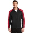 thumbnail image 1 of Chaqueta Soft Shell Active Colorblock de Port Authority®. J718 Negro profundo/Rojo intenso Autoridad Portuaria J718, 1 of 1