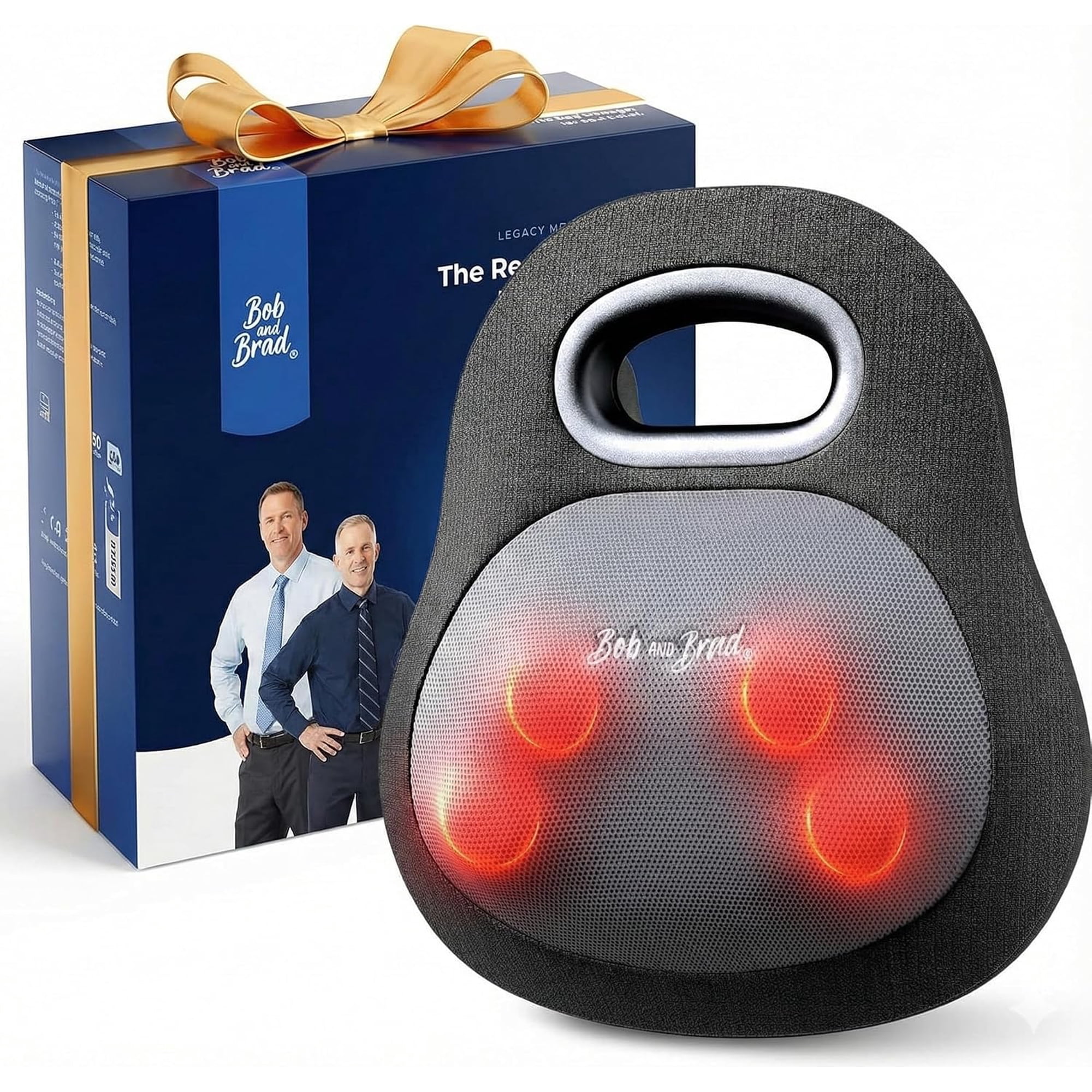 Bob and Brad 3-in-1 EZBack Cordless Back Massager, Shiatsu Massager Pillow with Smoothing Heat Deep 4D Kneading for Neck Back Leg Pain Relief, Portable Machine with Handle Relaxation at Office Home