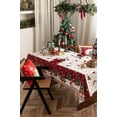 thumbnail image 5 of Fennco Styles Christmas Tree & Deer Holiday Tablecloth 56" X 56" – Burgundy Festive Dining Table Cover for Christmas Parties & Winter Gatherings, 5 of 7