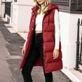 thumbnail image 4 of BXJX Womens Puffer Vests, Hooded Full Zip Sleeveless Mid-length Winter Outerwear with Zipper Pockets Wine Size 2XL, 4 of 6