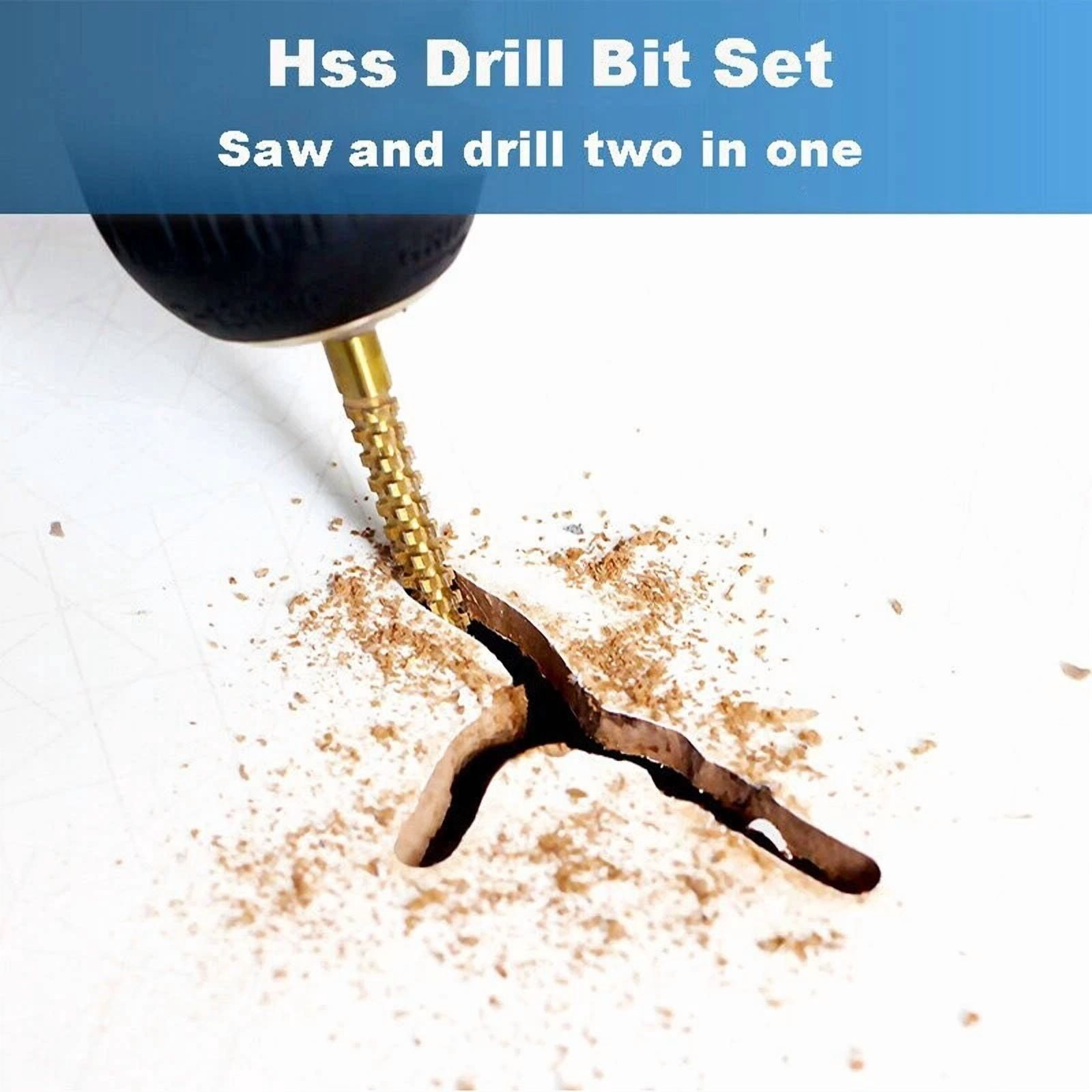 CRESTIN- 2024Twist Drill Bit Set Power Tool Accessories Screw Holes For Wood Metal (6Pcs)