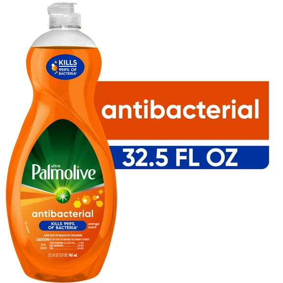 Palmolive Ultra Concentrated Antibacterial Liquid Dish Soap, Orange Scent, 32.5 Fluid Ounce Bottle