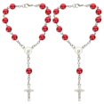 thumbnail image 1 of Car Rosary for Rearview Mirror Cross Pendant Auto Decors Hanging Accessories Women Men 2pcs Red Catholic Rosary Beads Metal, 1 of 4