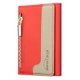 thumbnail image 3 of Allytechgroup Magnetic Card Holder Wallet Compatible with iPhone 16/15/14/13/12 Series, RFID Blocking PU Leather MagSafe Wallet with Kickstand & Zipper Pocket, Holds 6 Cards & Cash, Red, 3 of 12