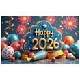 thumbnail image 4 of Blue Shape New Year Banner Golden Letters 2026 Banner Star Decorated Firework Design Happy New Year Banner for New Year Eve Holiday Celebration Party Decoration, 4 of 7