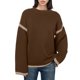 thumbnail image 1 of HongQid Sweaters for Women Fashion Solid Crewneck Loose Fit Long Sleeve Contrast Cable Knit Pullover Sweater Jumper Tops, 1 of 8