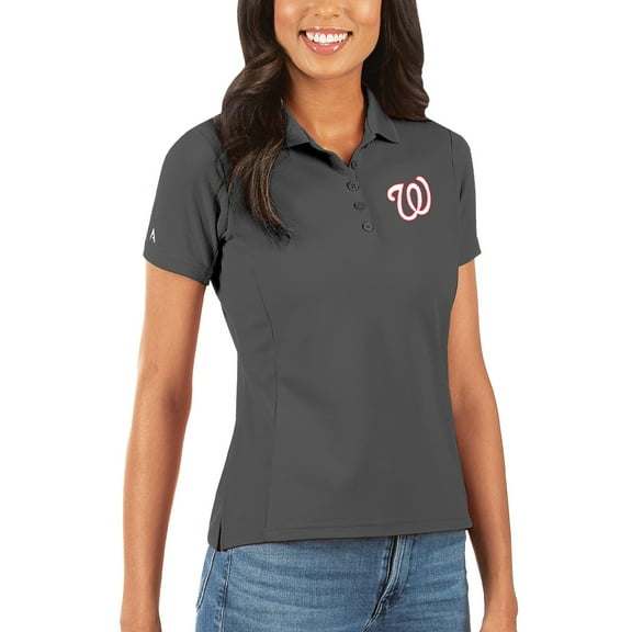 Women's Antigua Gray Washington Nationals Legacy Pique Polo
