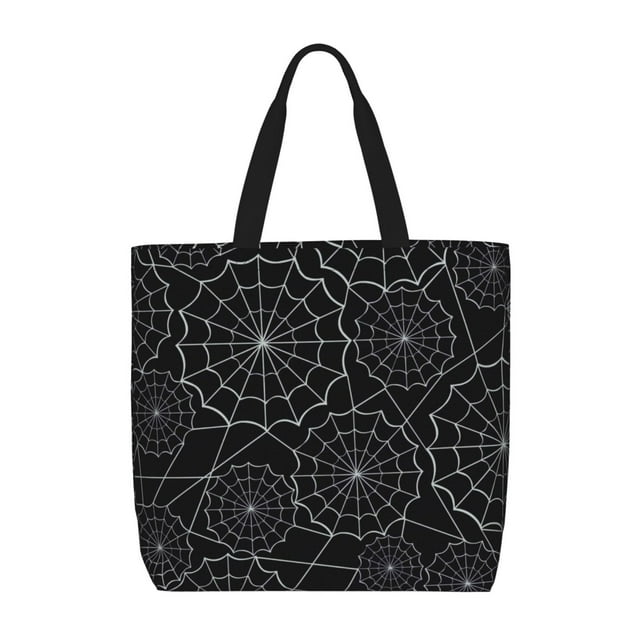Fotbe Spider Web Black Bolsa Tote con Estampado para Mujer, Bolsos con Cremallera, Bolsa de Hombro Casual de Gran Capacidad con Bolsillos Internos
