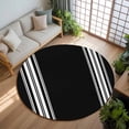 thumbnail image 3 of 5ft Round Rug, Black Striped Non-Skid Rubber Backing Large Area Rugs - Living Room Bedroom Home Office, Farmhouse Black White Stripes Indoor Floor Mat Carpets Washable Rug, 3 of 9