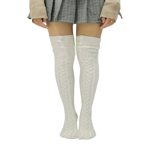 Women Knee-High Socks Knitted Stocking Boot Socks Leg Warmers