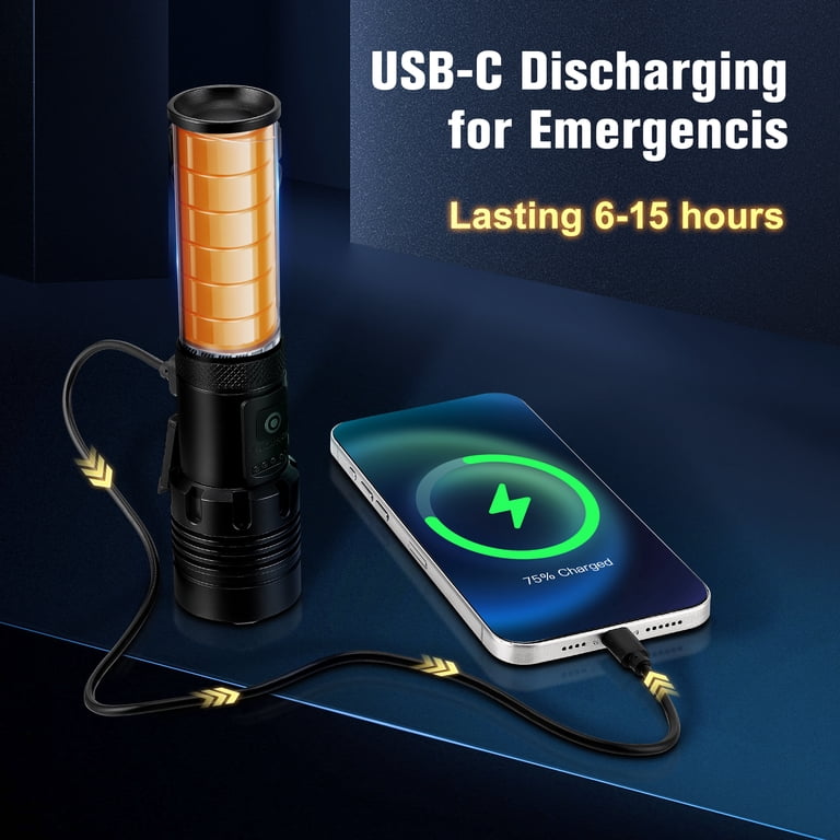 2 pack led rechargeable flashlight Flashlights, 90,000 High Lumens Super Bright Flash Light, 7 Modes with COB Light, IPX6 Waterproof, Adjustable Focus Tactical Flashlights for Home Camping and Emergencies : Tools & Home Improvement and comes with a lanyard Commander Tactical Rechargeable Flashlights 2