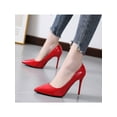 High Heels for Women Closed Toe Stillettos Heel Dress Shoes Red 7.5 ...