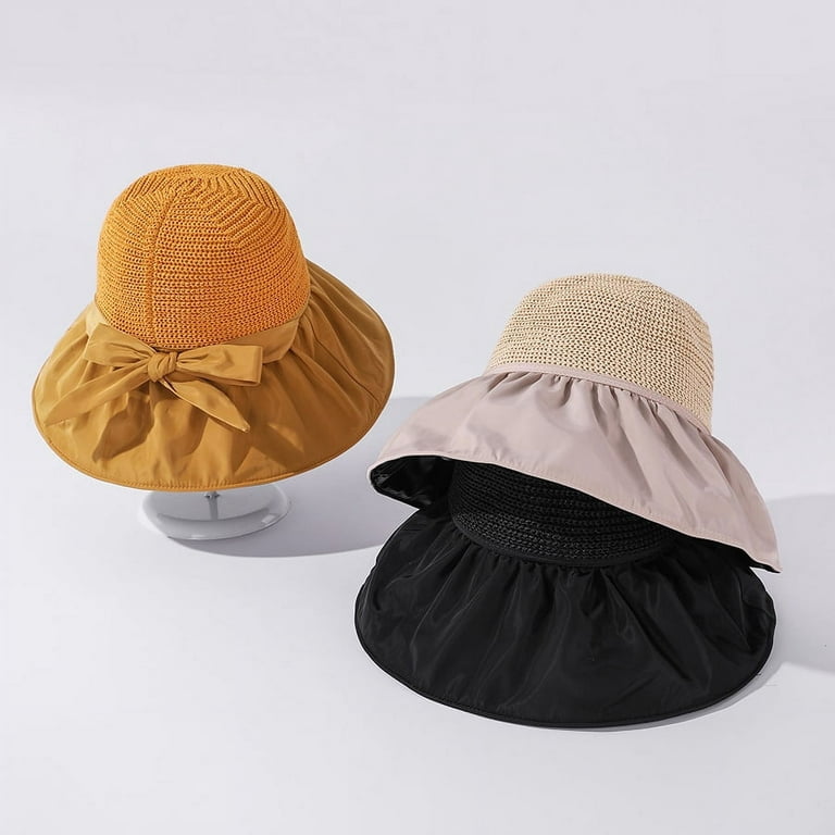 Summer Women Bucket Hat UV Protection Sun Hats Solid Color Soft