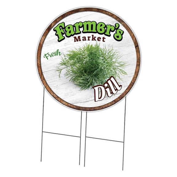36 in. Double Sided Corrugated Circular Plastic Sign - Farmers Market Dill