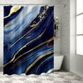 thumbnail image 2 of Shower Curtain Blue Marble Shower Curtains for Bathroom Decor Gold Edge Texture Shower Curtain Sets with Hooks Waterproof Fabric Bath Curtain Small Stall 36" X 72", 2 of 5