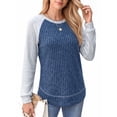 thumbnail image 2 of MOYIKO Color Block Long Sleeve Shirts for Women Crewneck Tunic Tops Casual Pullover Lightweight Sweaters Fall Outfits, 2 of 7