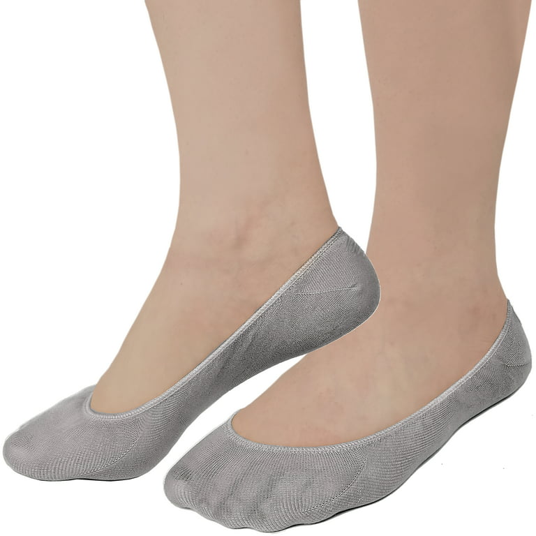 Women No Show Liner 6 Pairs Non Slip Socks Invisible Low Cut For Flats Grey  S/M Debra Weitzer 