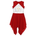 thumbnail image 5 of iixpin Kids Girls Metallic Liturgical Praise Dance Dress Sleeveless Lyrical Ballet Dance Dresses Performance Costume Red 16, 5 of 7
