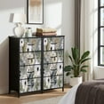 thumbnail image 6 of Vintage Dresser for Bedroom with 4 Storage Drawers Floral White Anemones Greenery Soft Gold Accents Grey Dressers Chest of Drawers Steel Framed Fabric Closet Organizers for Nursery Entryway, 6 of 7