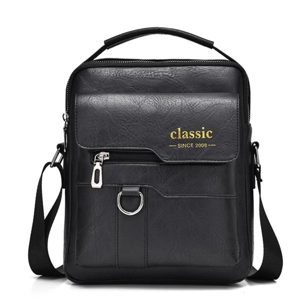 Bolso Bandolera para Hombre, Estilo Vintage, de Piel, Vertical, para Negocios, Informal, para Papá o Aniversario.