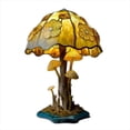 thumbnail image 4 of Stained Glass Plant Table Lamp 5.9" Colorful Mushroom Table Lamp Bedside Night Light For Bedroom Living Room Home Office Decor, 4 of 9