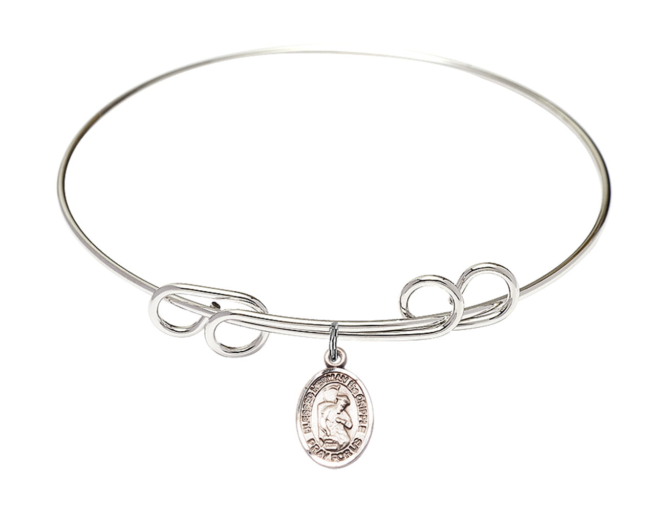 Blessed Herman The Cripple Charm On A 8 Inch Round Double Loop Bangle Bracelet 