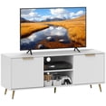 thumbnail image 1 of HOMCOM TV Stand with 2 Open Shelves and 2 Cabinets for 55 Inch TV, White, 1 of 10