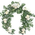 thumbnail image 2 of 1PC Realistic Artificial Rose Garland,Eucalyptus Greenery Vine with Red White Flowers for Wedding Arch Rustic Decor,B, 2 of 9
